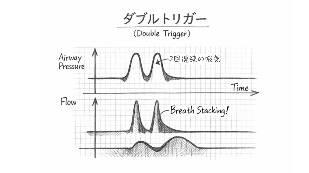 ダブルトリガーを圧波形とフロー波形から解説