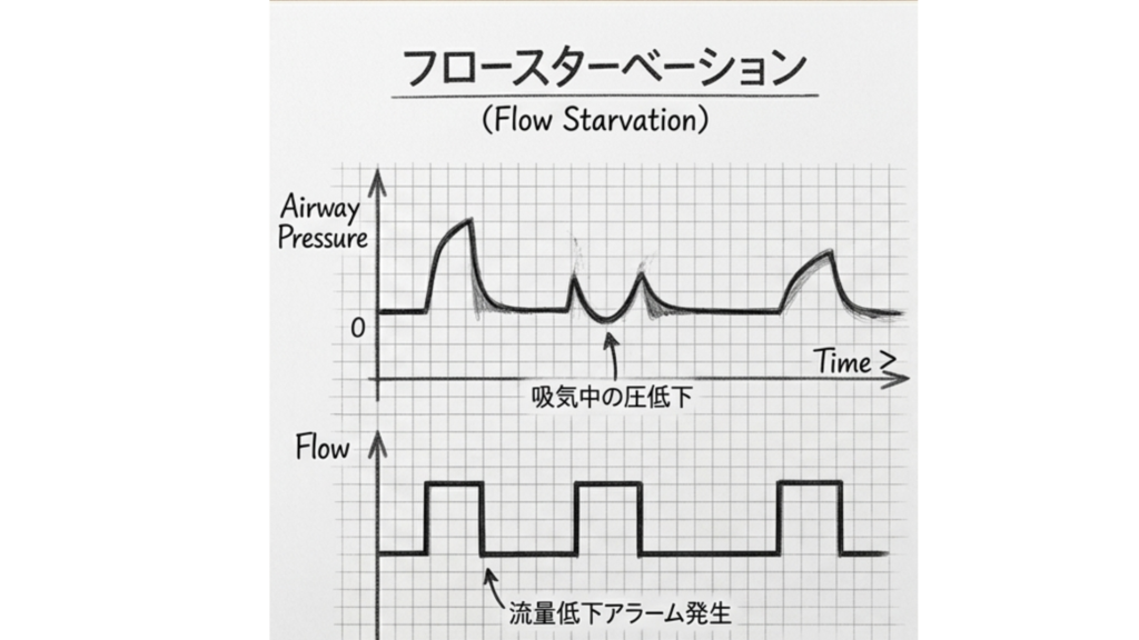 フロー・スターベーションについて圧波形とフロー波形で解説